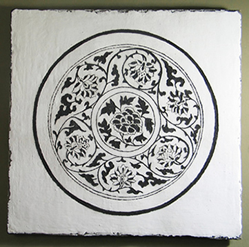 Sgraffito-Tafel „Blütenkreis“, 65 × 67 cm