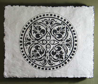 Sgraffito-Tafel „Blumenmuster“, 50 × 62 cm