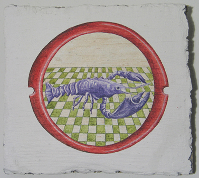 Sgraffito-Tafel „Hummer“, 22 × 24 cm