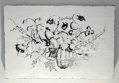Sgraffito-Tafel „Obstkorb“, 44 × 67 cm