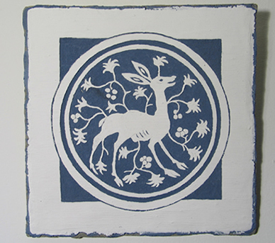 Sgraffito-Tafel „Reh“, 34 × 35 cm